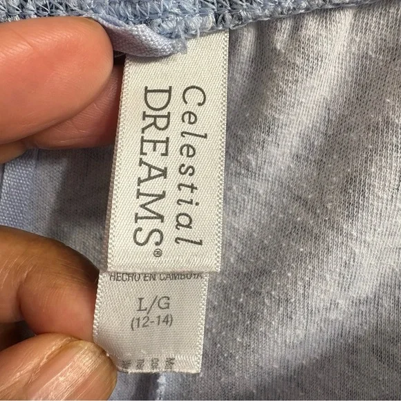 Celestial Dreams Elegant Blue and White Women's Large Pajama Set Comfy Cozy - Picture 4 of 5